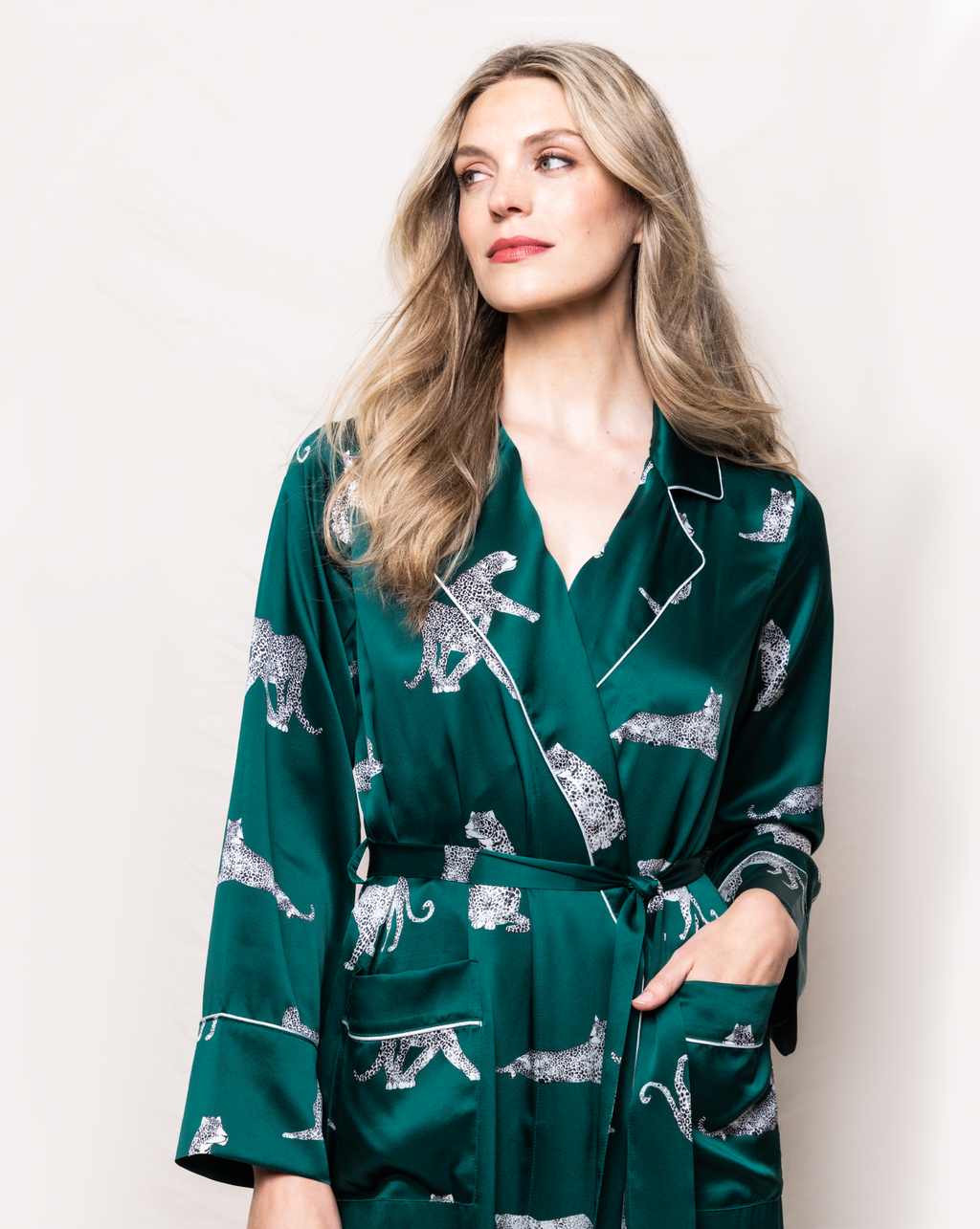 Women’s Silk Long Robe in Panthère de Luxe