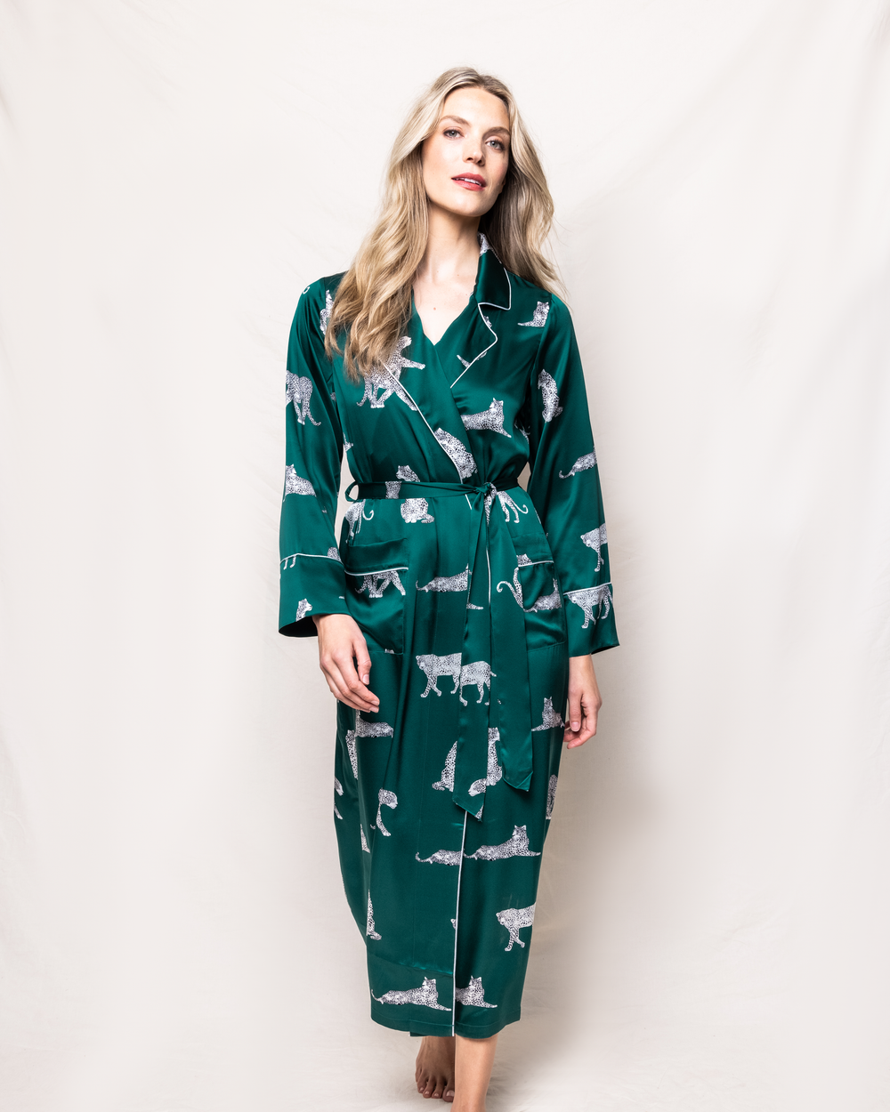 Women’s Silk Long Robe in Panthère de Luxe