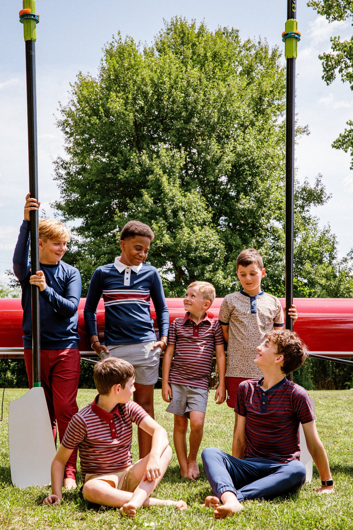QB Stripe Polo Shirt in Maroon & Gray