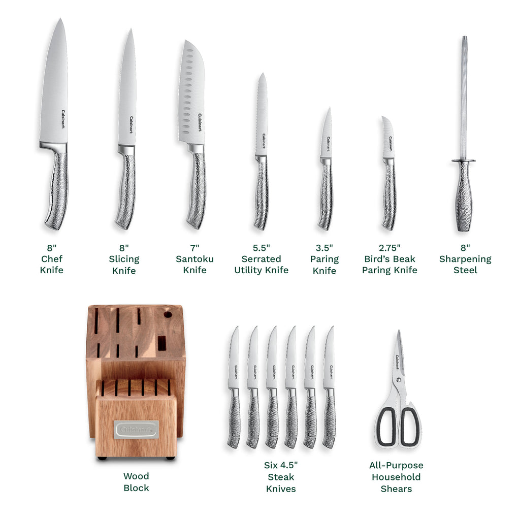 15-Piece Stainless Steel Cutlery Block Set in Stainless Steel