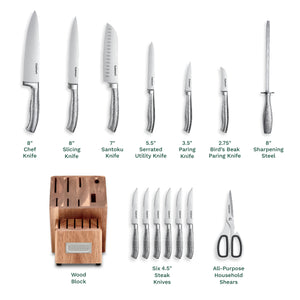 15-Piece Stainless Steel Cutlery Block Set in Stainless Steel