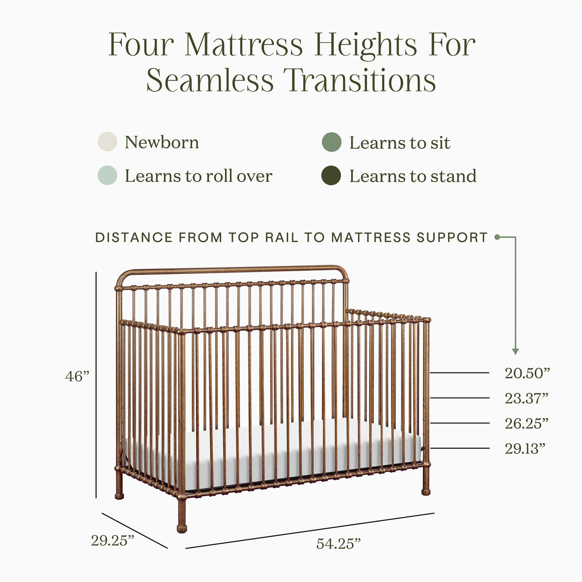 Winston 4-in-1 Convertible Crib in Vintage Gold