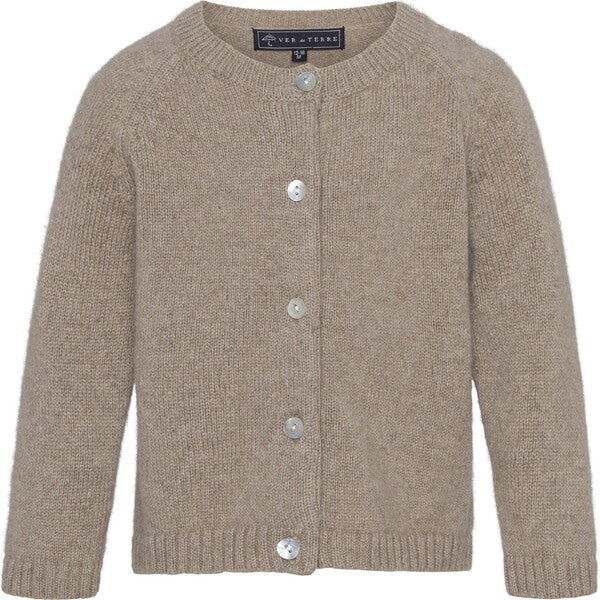 Baby Cashmere Raglan Sleeve Knit Cardigan, Bear Melange