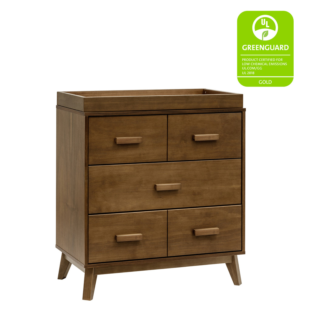 Scoot 3-Drawer Compact Changer Dresser with Removable Changing Tray (34") in Natural Walnut