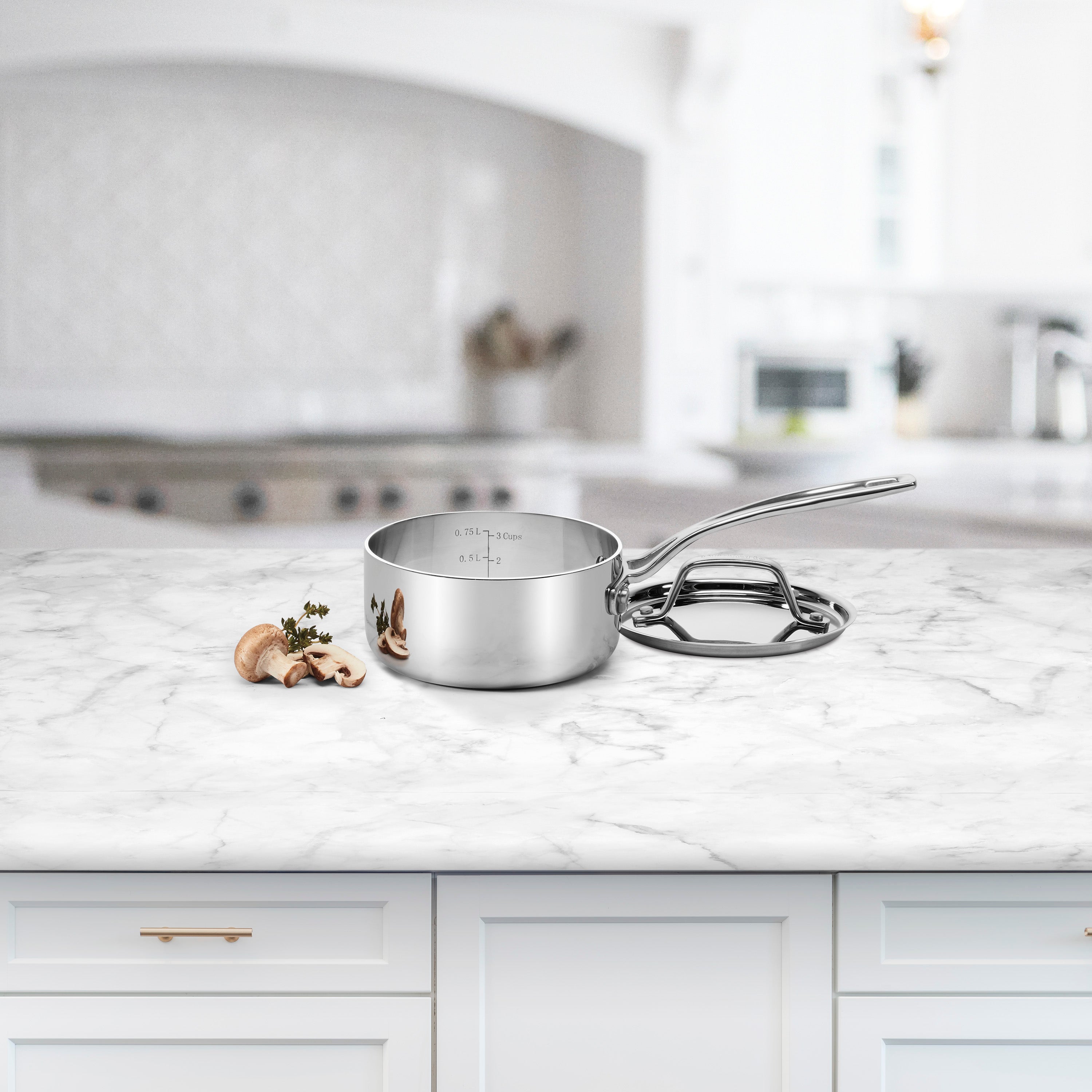 Custom-Clad 5-Ply 1 Qt. Saucepan with Cover in Stainless Steel