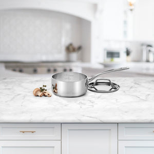 Custom-Clad 5-Ply 1 Qt. Saucepan with Cover in Stainless Steel