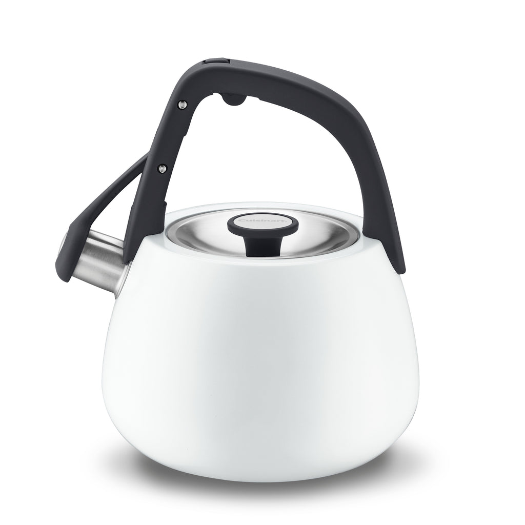 2 Qt. Matte White Stainless Steel Tea Kettle in White