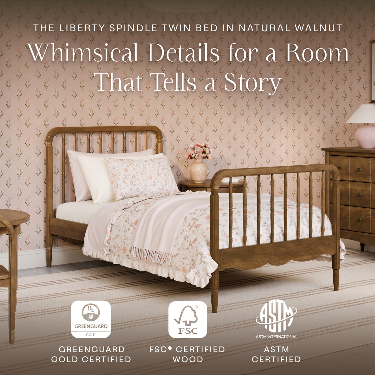 Liberty Spindle Twin Bed in Natural Walnut