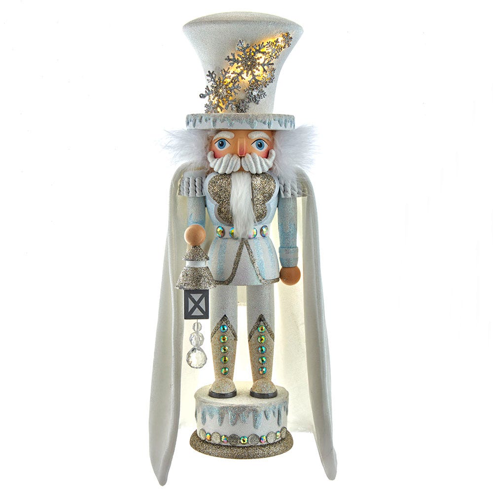 Hollywood White Snowflake Soldier Battery-Operated LED Nutcracker