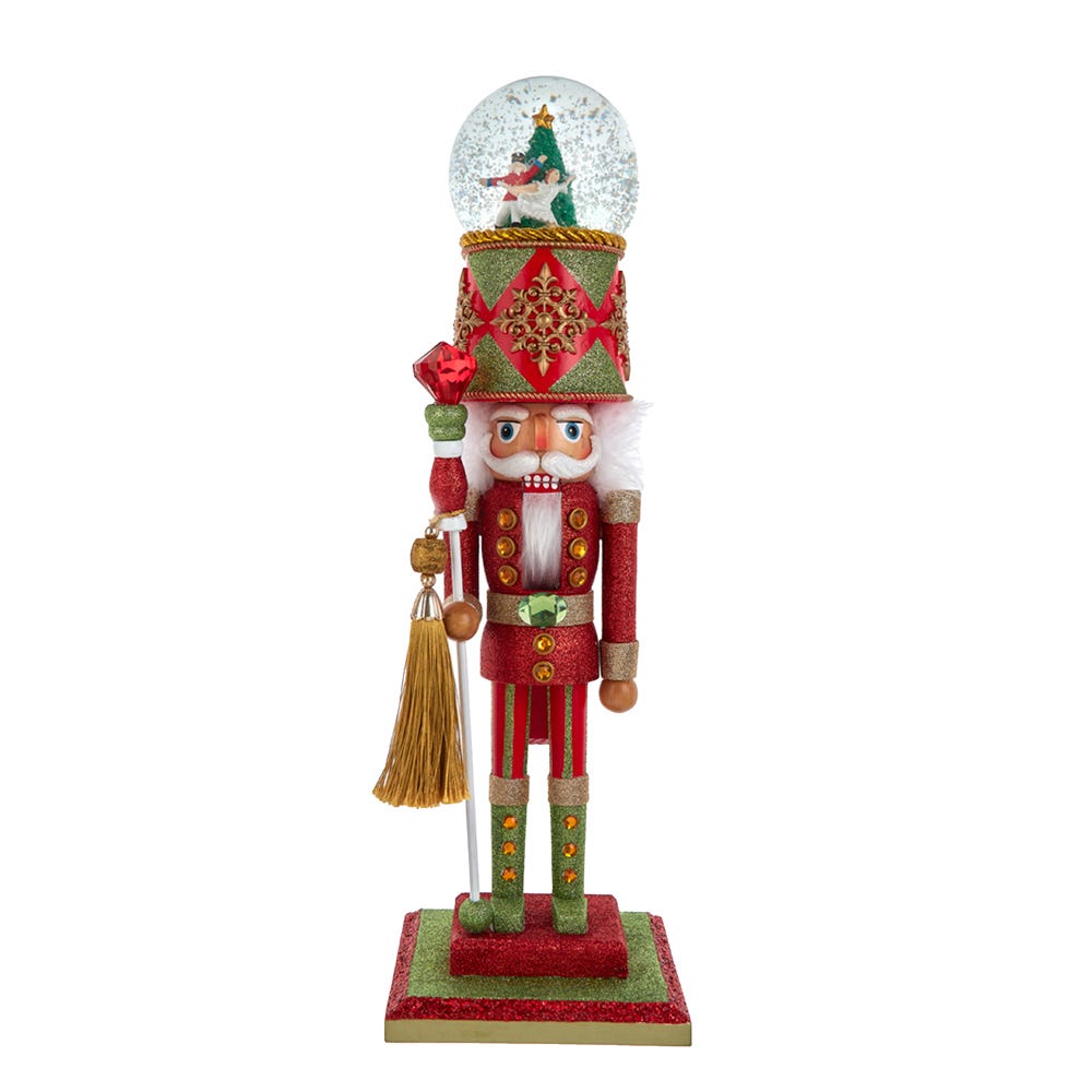 Hollywood Nutcrackers Battery-Operated Light Up Animated Musical Water Globe Hat Nutcracker