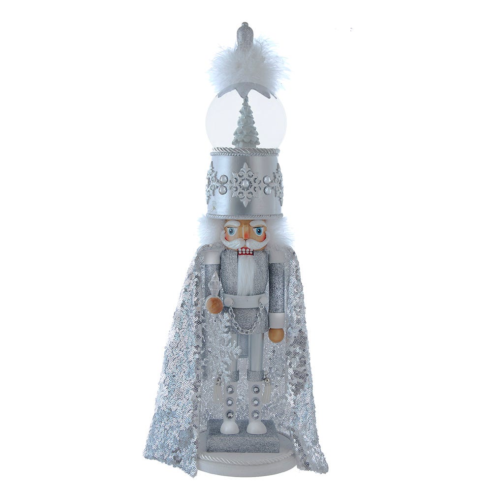 Hollywood Nutcrackers Musical Silver Nutcracker with Water Globe