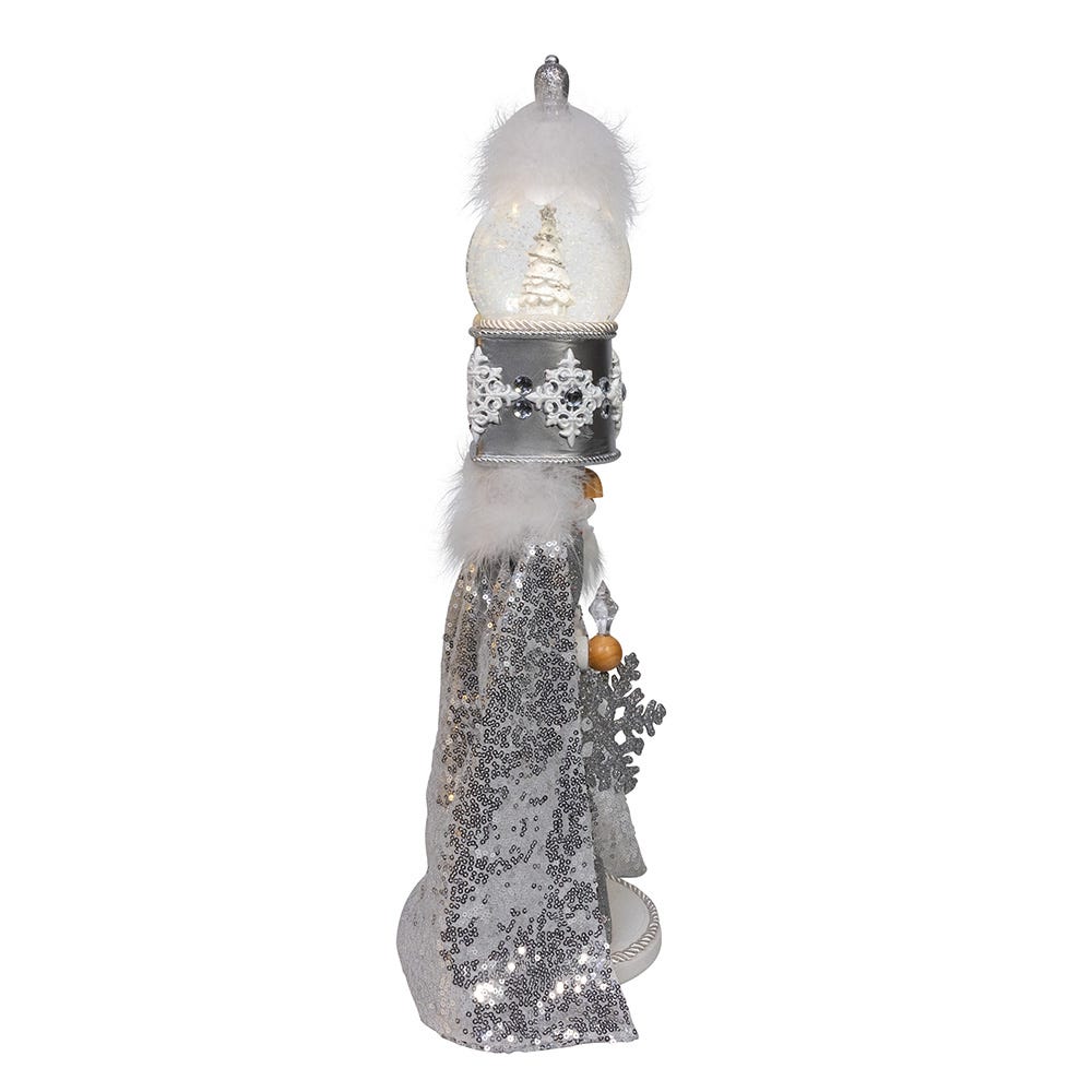Hollywood Nutcrackers Musical Silver Nutcracker with Water Globe