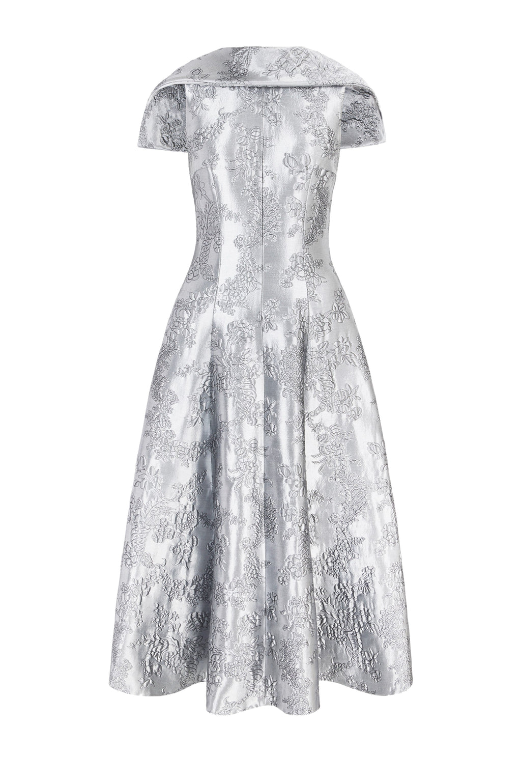 Harlow Dress in Silver Metallic Cloque