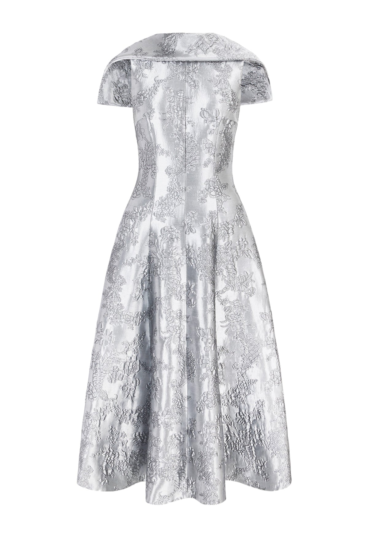 Harlow Dress in Silver Metallic Cloque