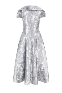Harlow Dress in Silver Metallic Cloque