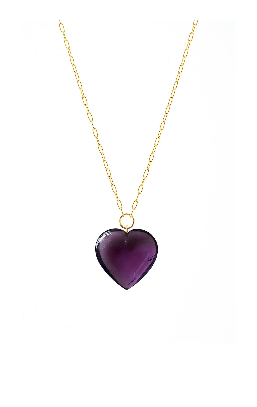 Amethyst Heart Pendant on Gold Chain