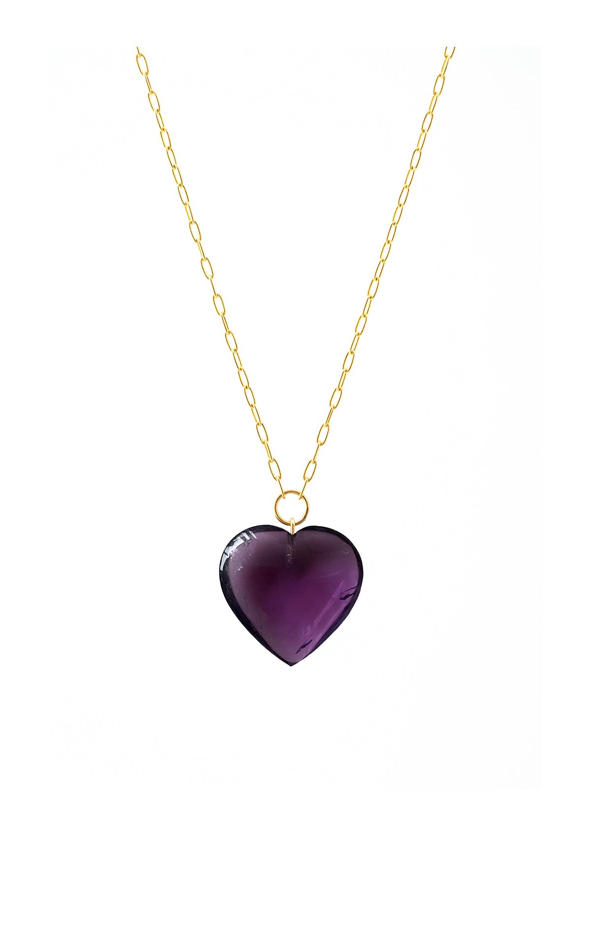 Amethyst Heart Pendant on Gold Chain