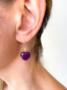 Petits Coeurs Amethyst & Sapphire Gold Earrings