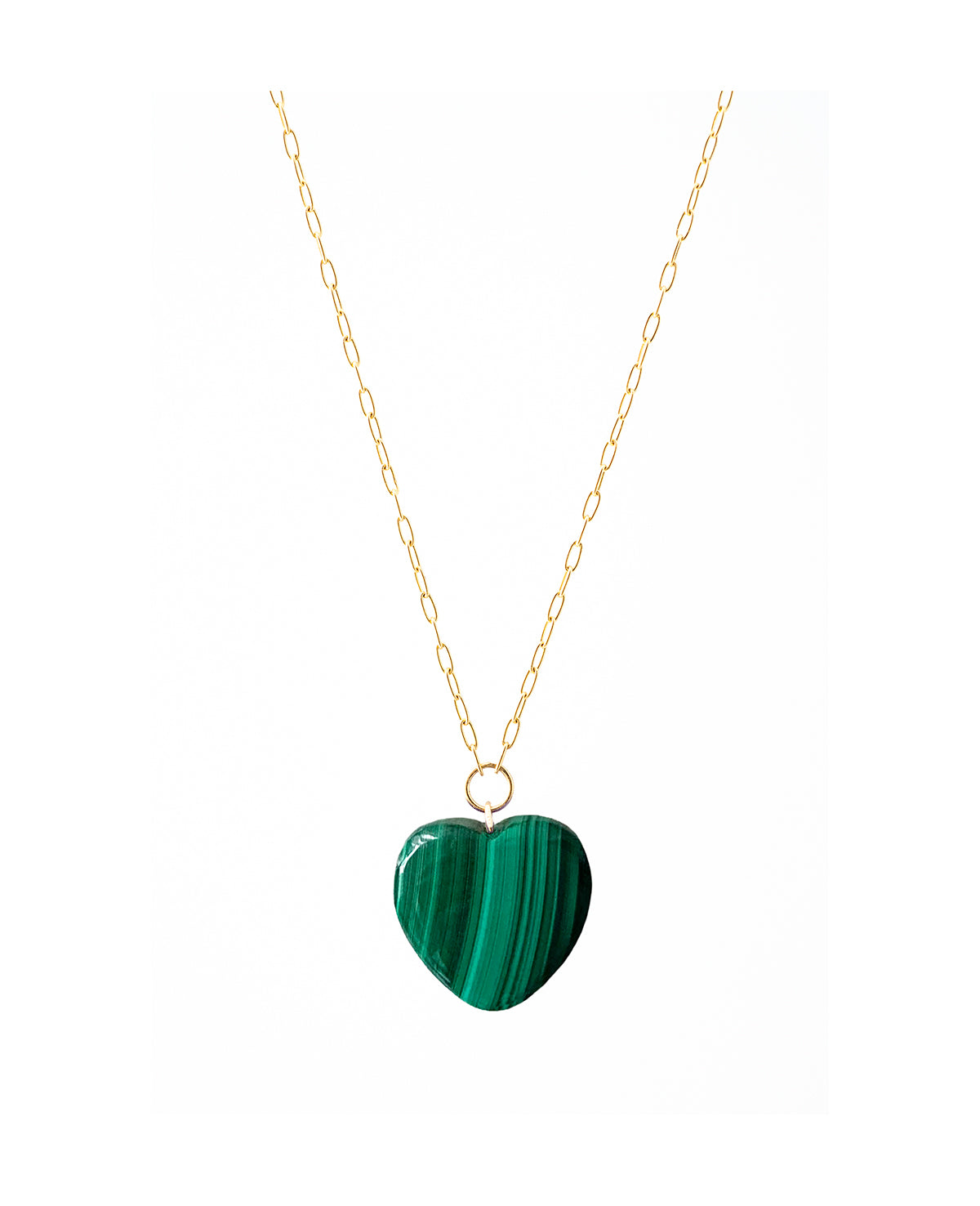 Malachite Heart Pendant on Gold Chain