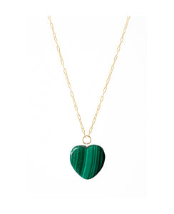 Malachite Heart Pendant on Gold Chain