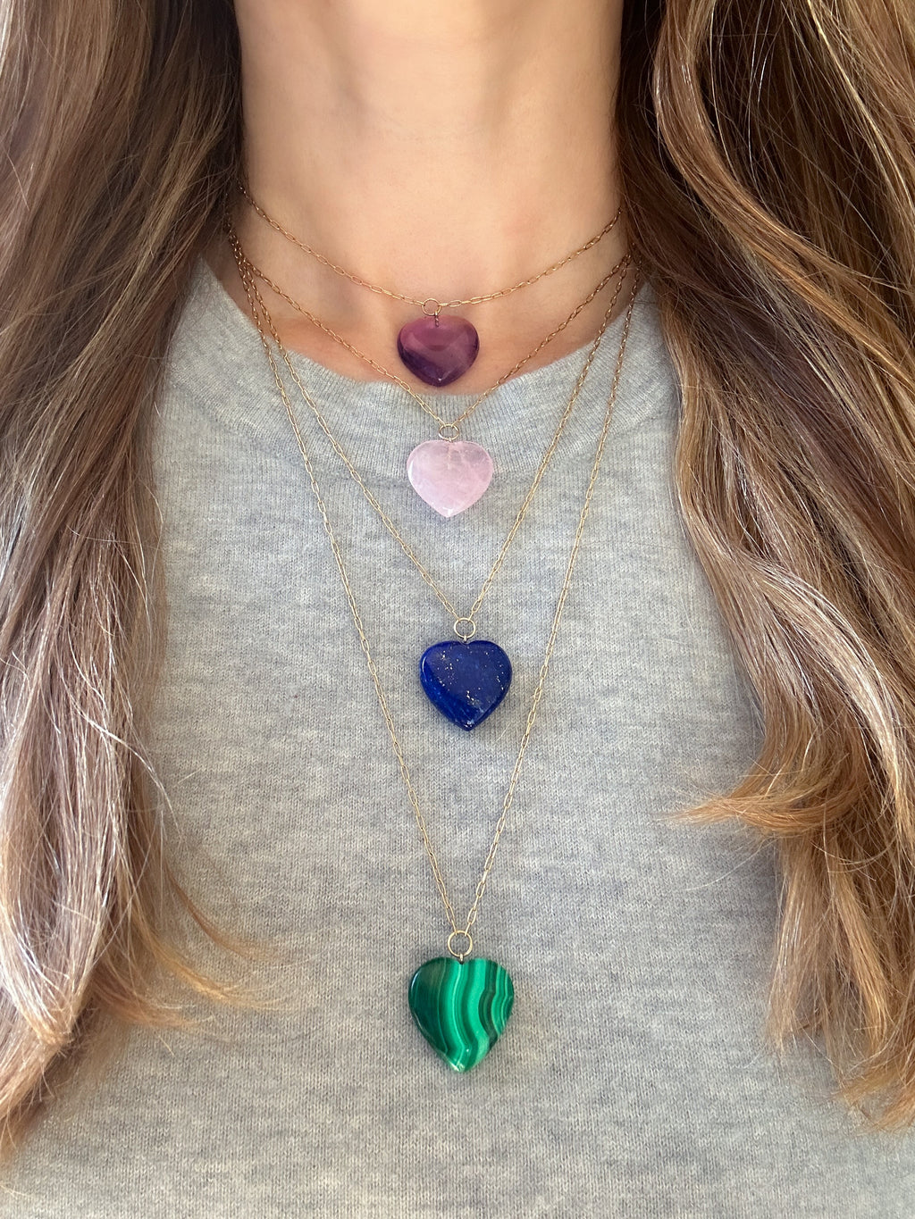 Amazonite Heart Pendant on Gold Chain