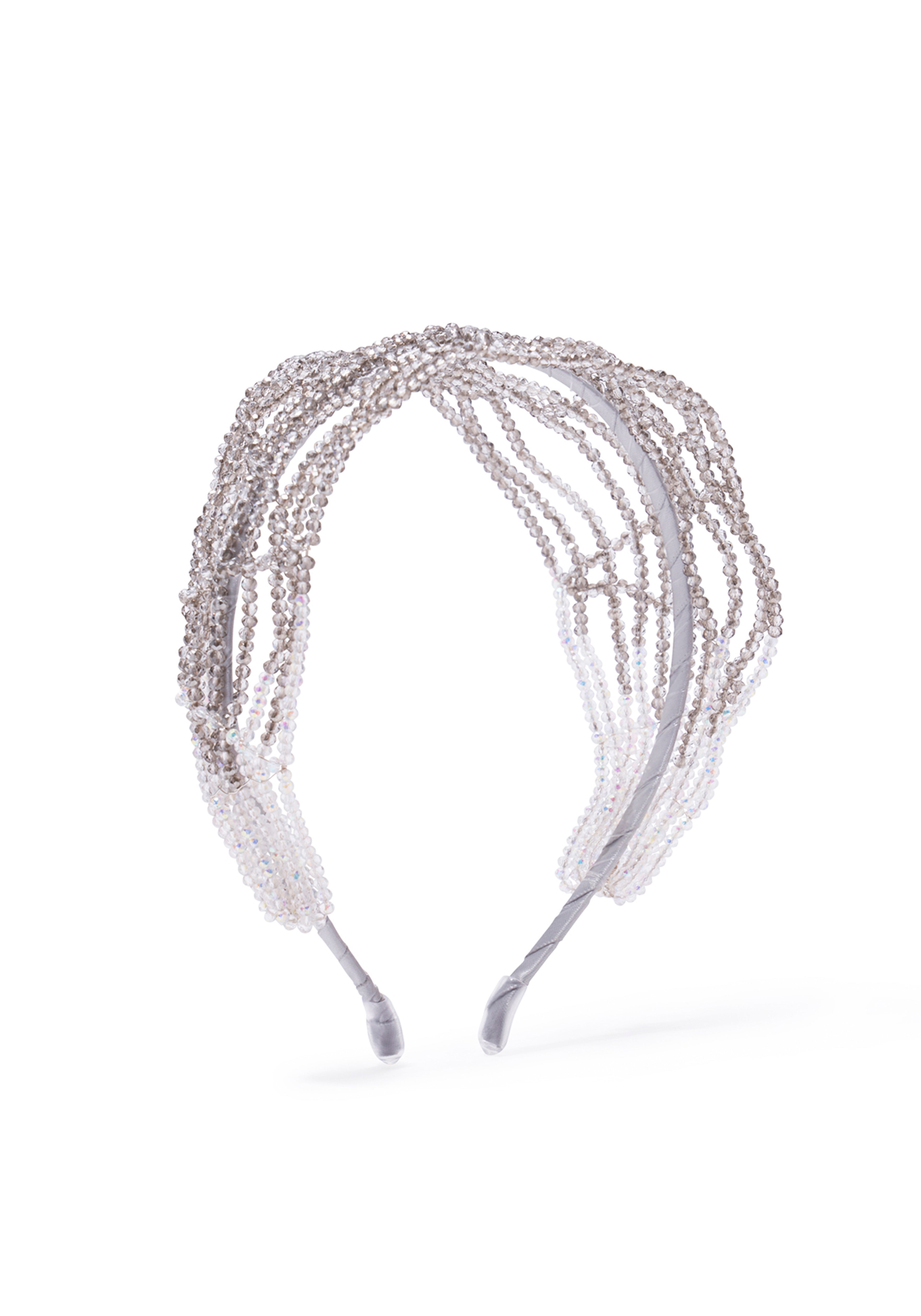 Beaded Lace Headband in Gray