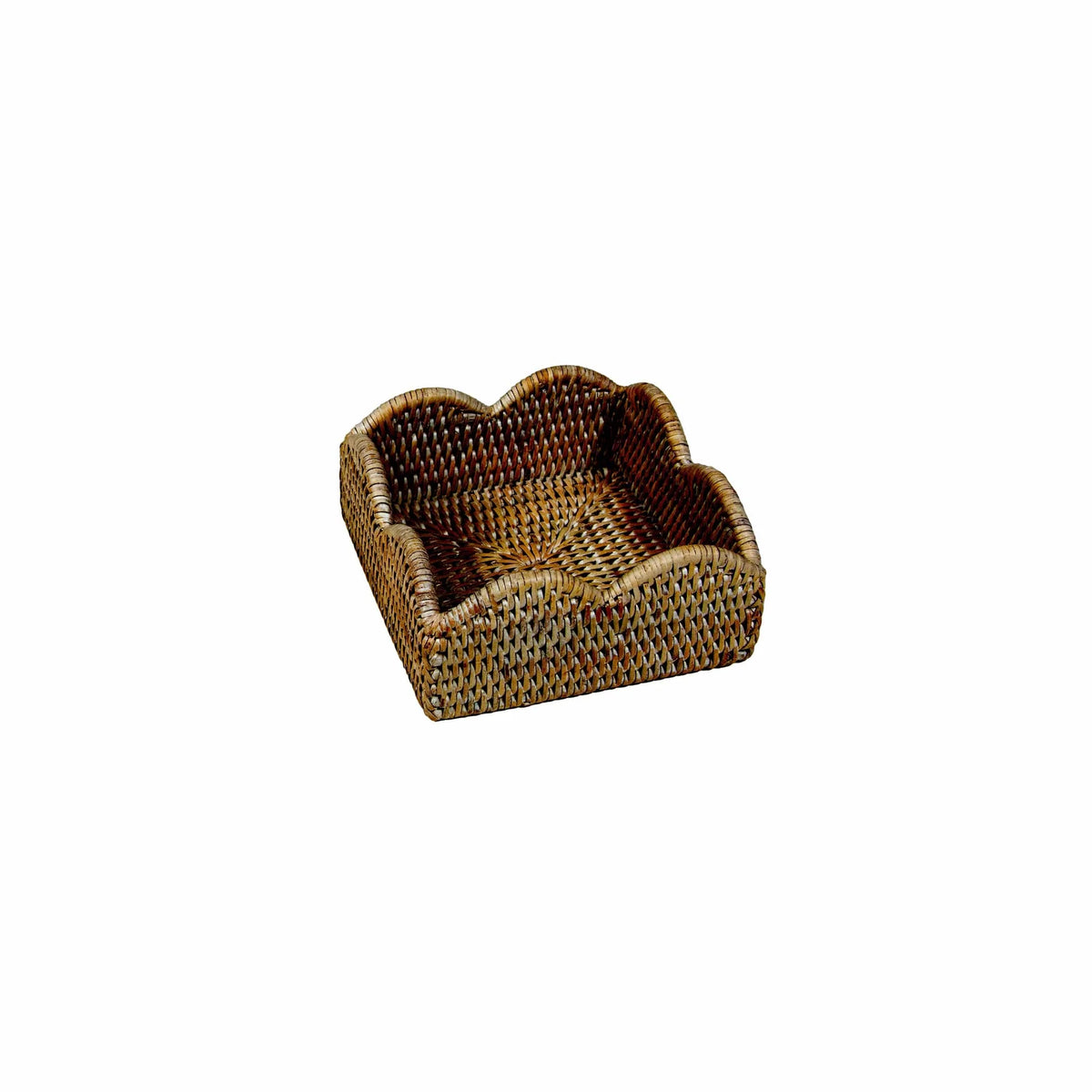 Rattan Scalloped Cocktail Napkin Holders in Natural
