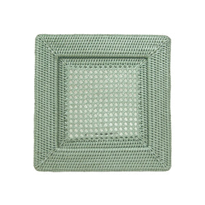 Rattan Square Charger Plate in Green
