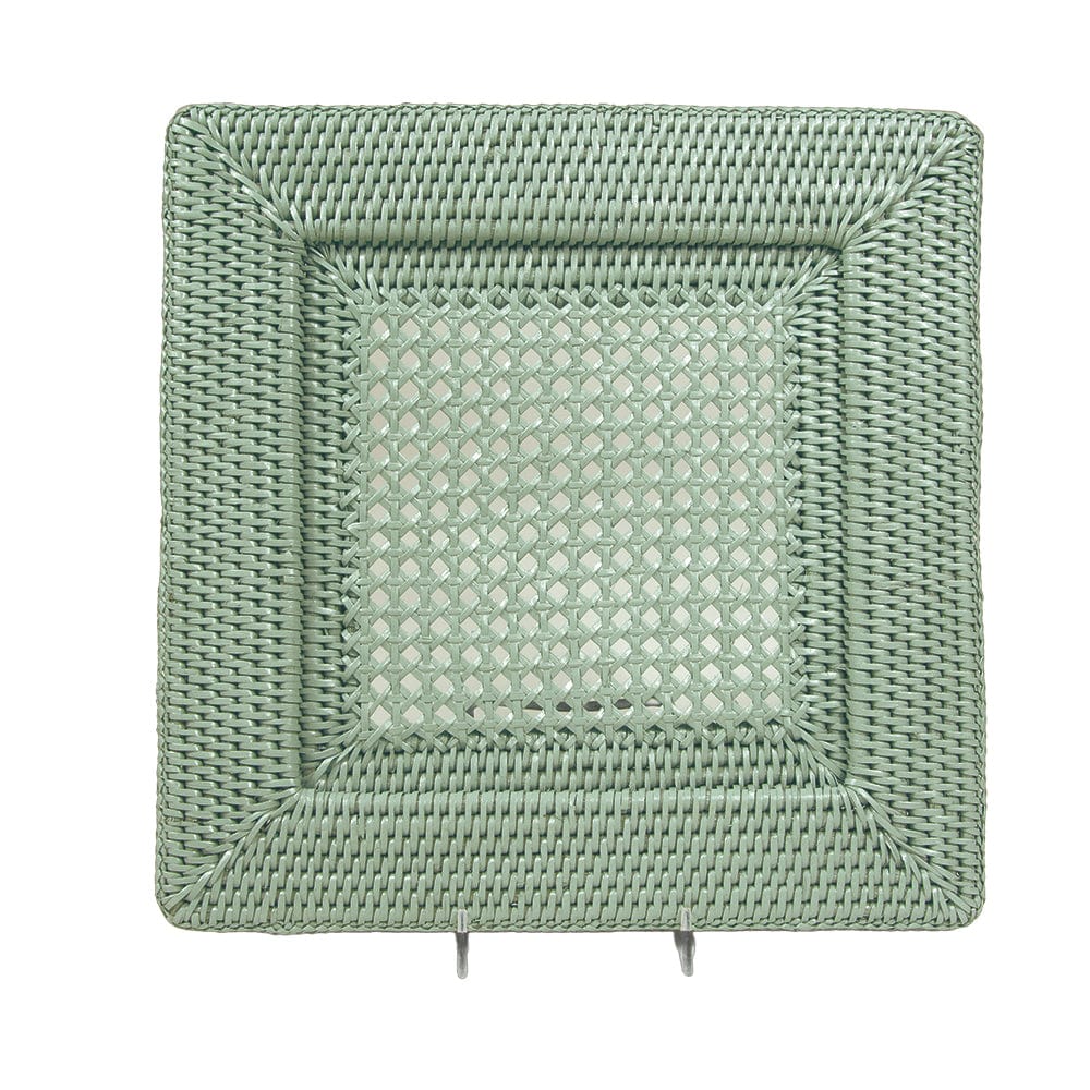 Rattan Square Charger Plate in Green