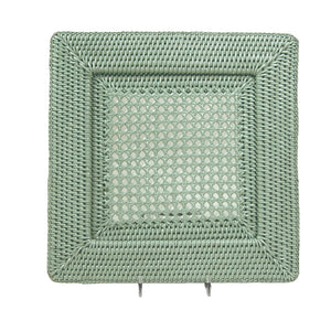 Rattan Square Charger Plate in Green