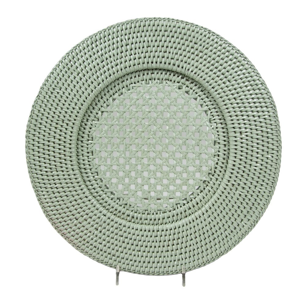 Rattan Round Charger Plate in Green