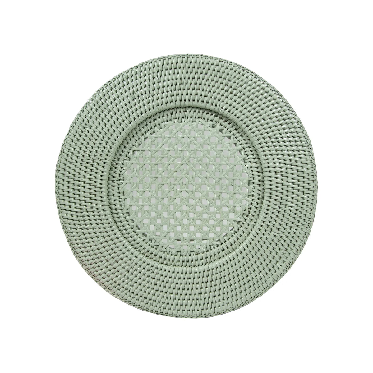 Rattan Round Charger Plate in Green