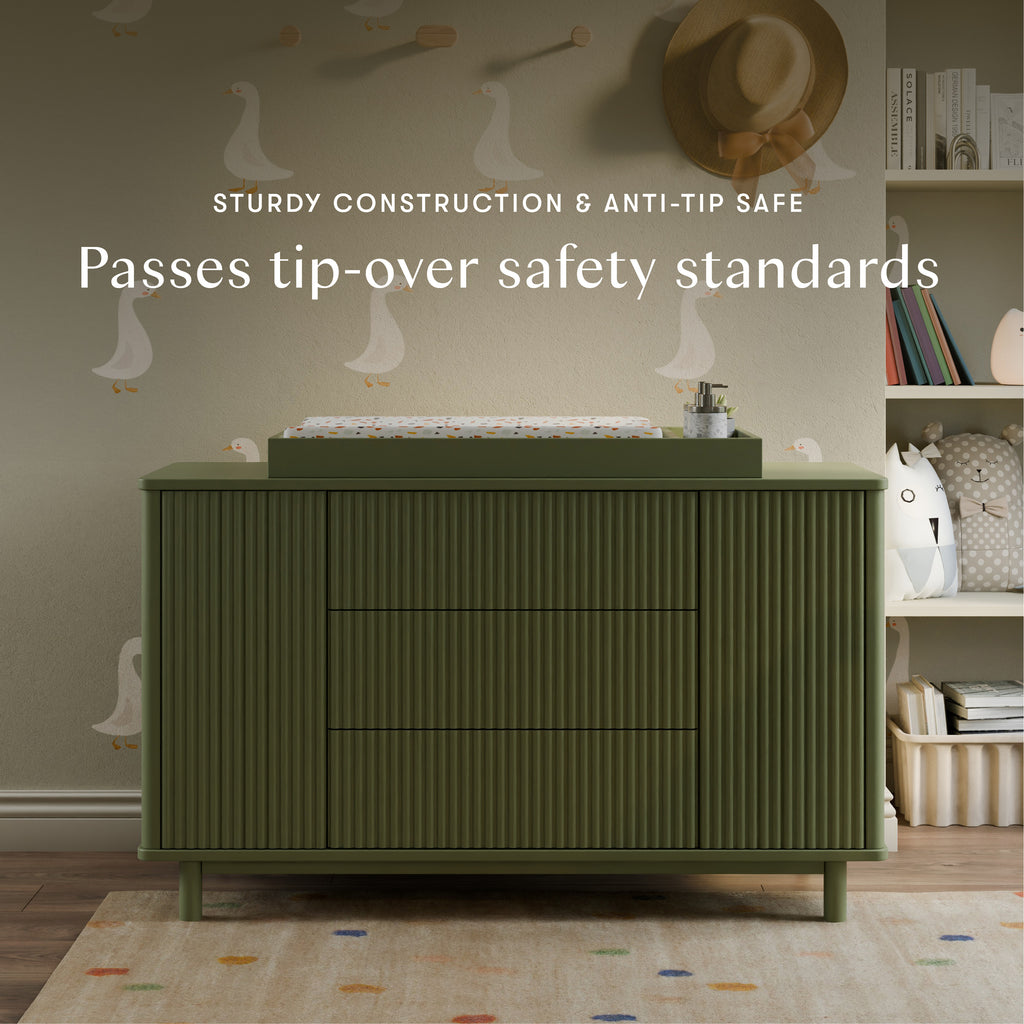 Pogo Tambour Extra Wide Assembled Dresser (58") in Olive