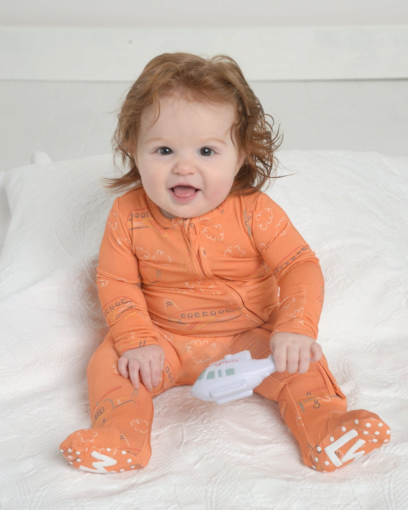 Helicopter Baby Footie Pajamas, Transportation Pajamas, Baby Bamboo PJ