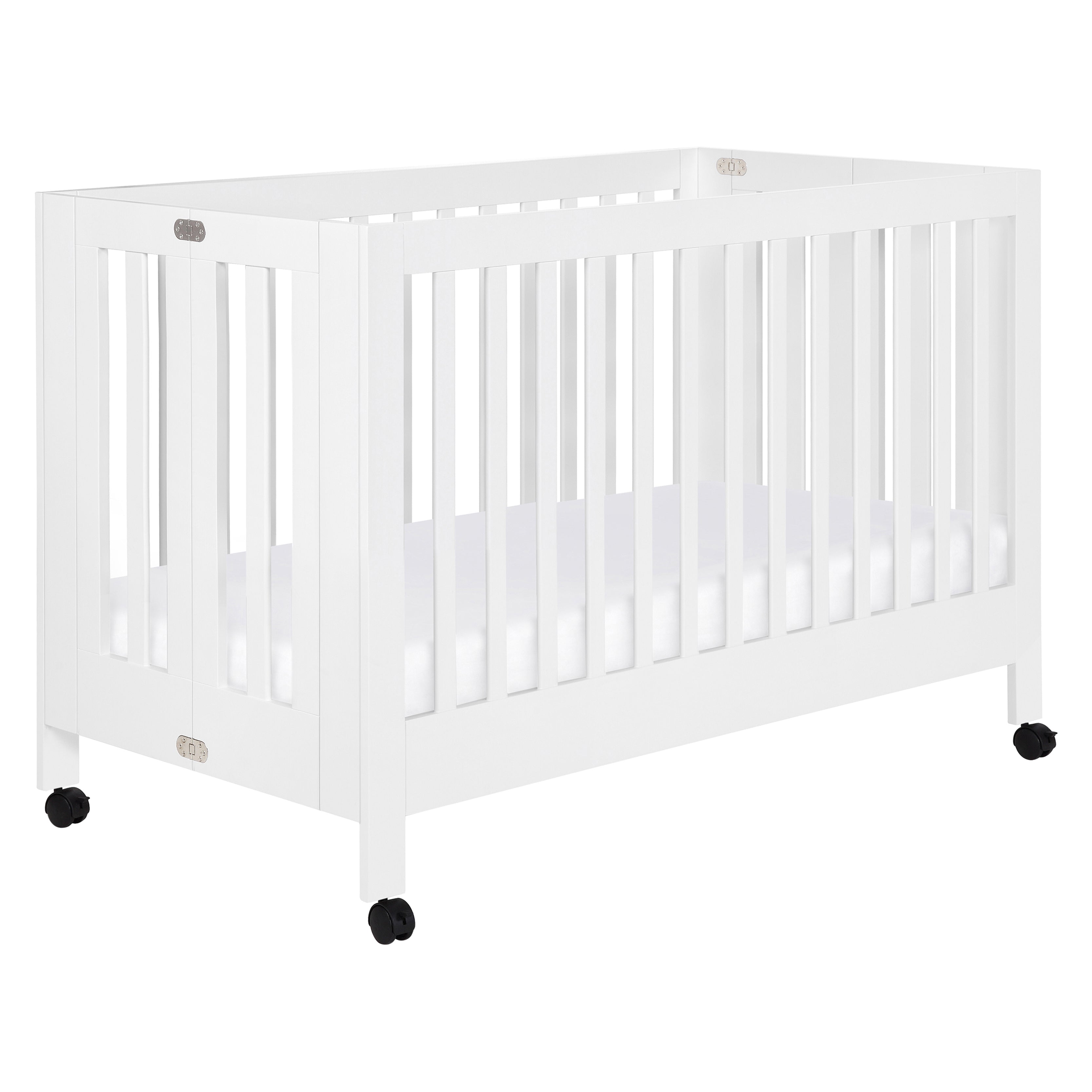 Maki Portable Folding Crib with Toddler Bed Conversion Kit in White