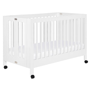 Maki Portable Folding Crib with Toddler Bed Conversion Kit in White