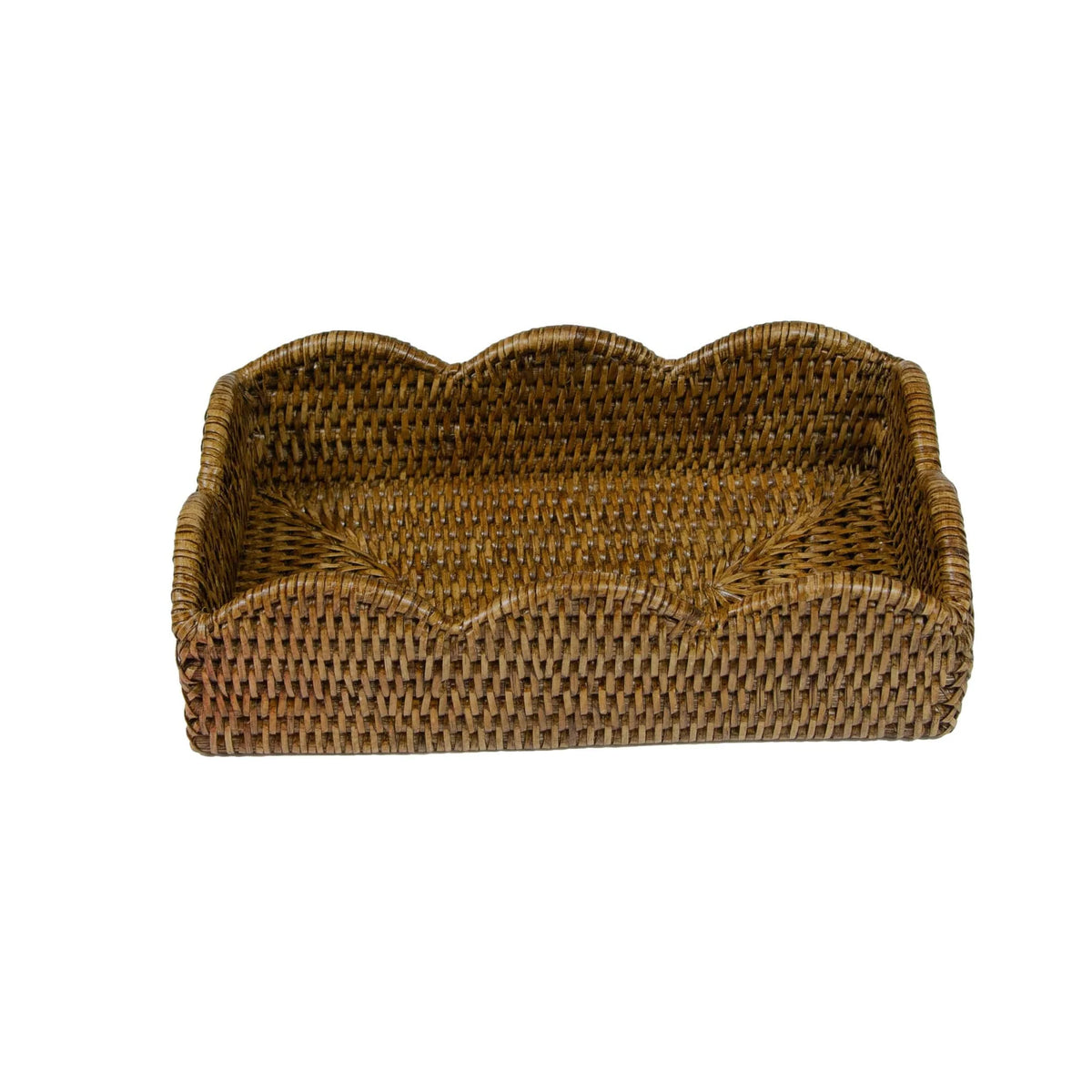 Rattan Scalloped Guest Towel Napkin Holders in Natural