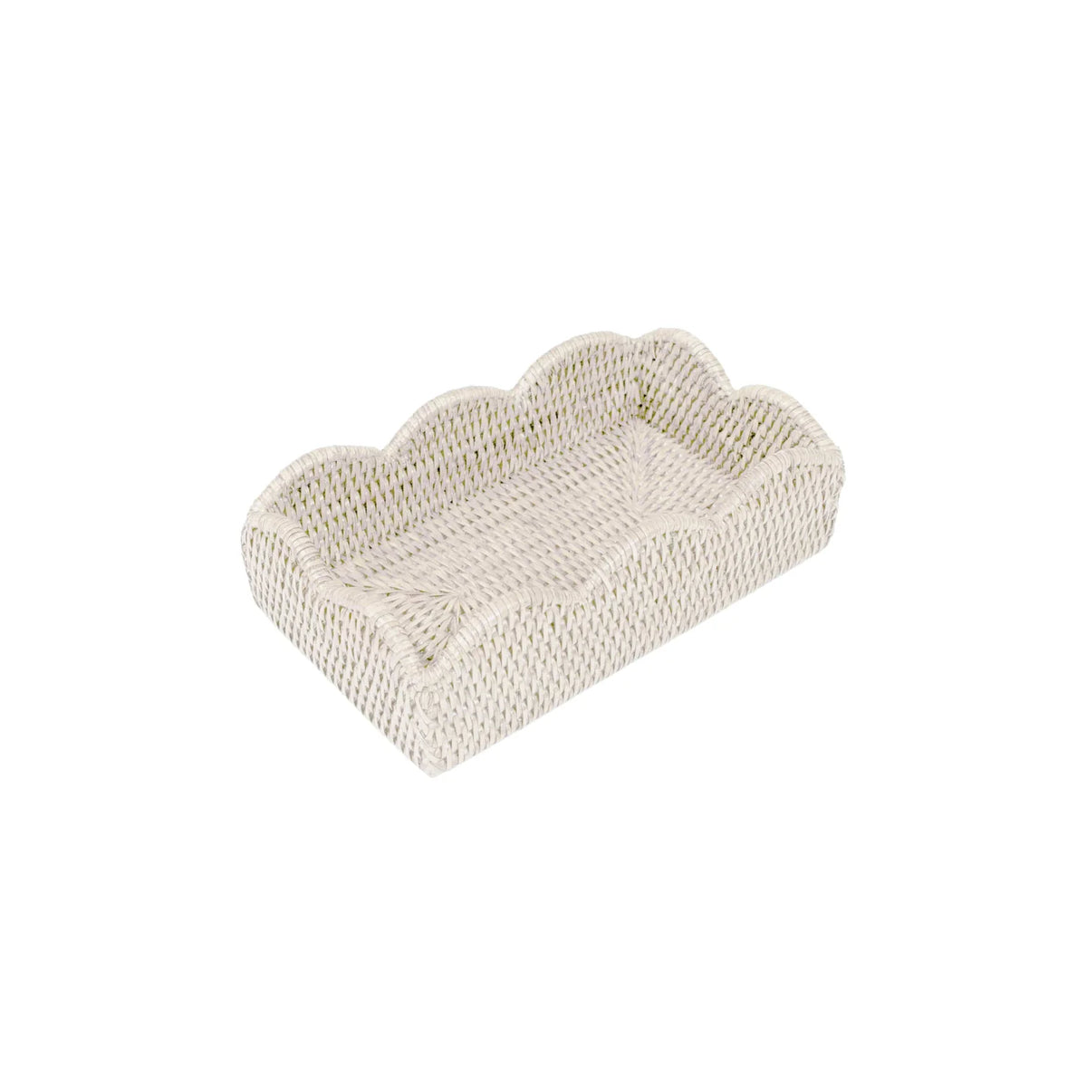 Rattan Scalloped Guest Towel Napkin Holders in Cream