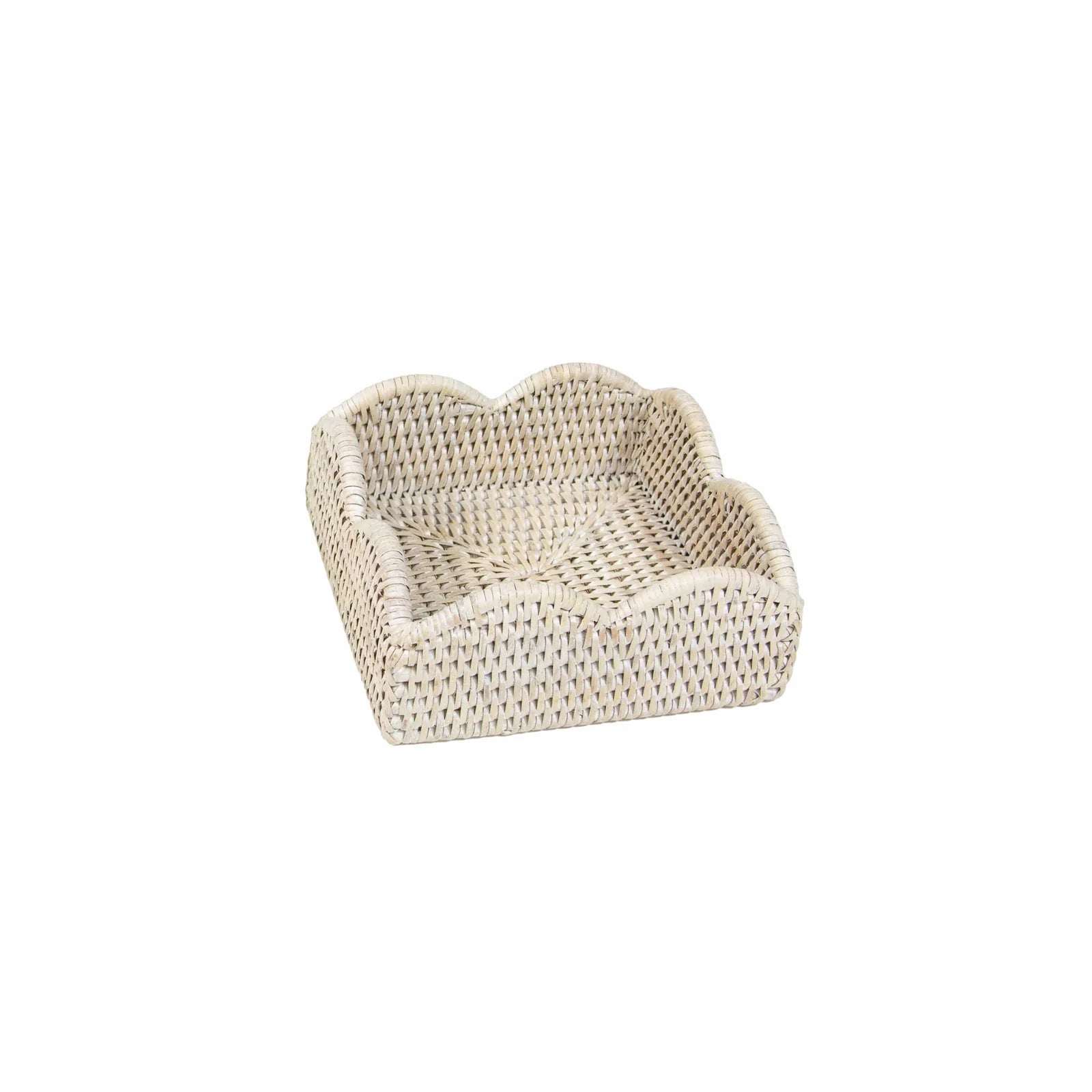 Rattan Scalloped Luncheon Napkin Holders in Cream