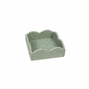 Rattan Scalloped Luncheon Napkin Holders in Green