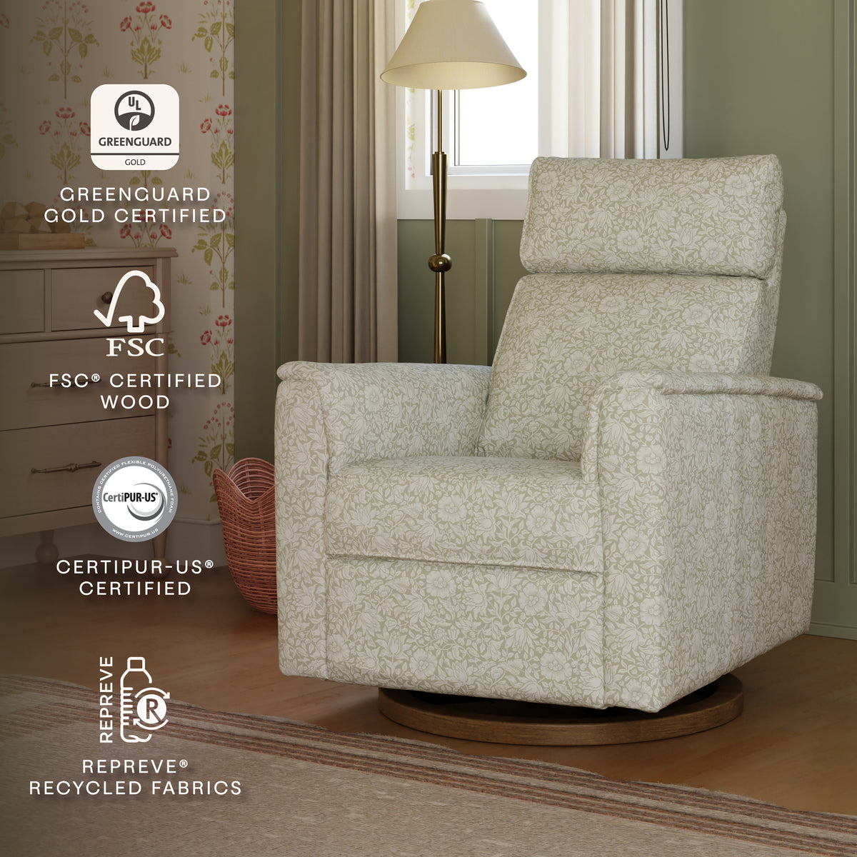 Morris & Co. x Namesake Willa Plus Power Glider Recliner with Power Headrest Mallow in Ash
