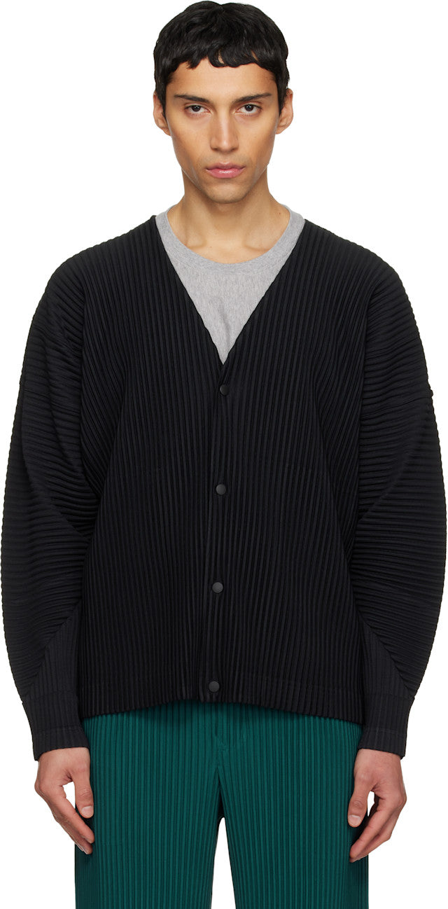 Black Color Pleats 1 Cardigan