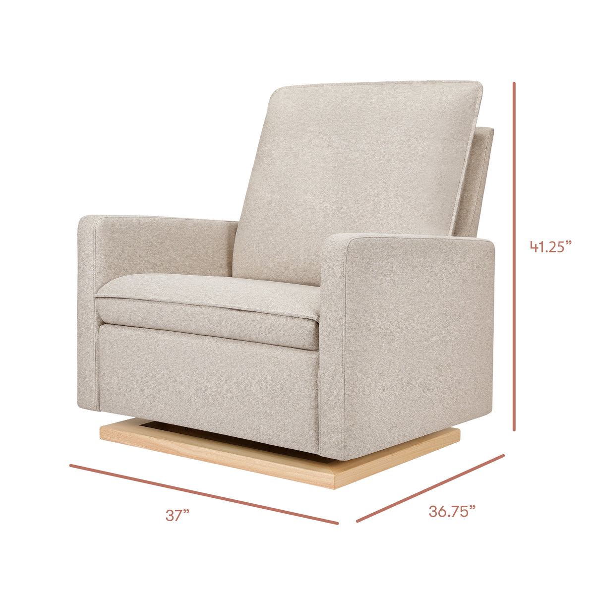 Cali Pillowback Chair and a Half Glider in Eco-Performance Fabric | Water Repellent & Stain Resistant in Performance Beach Eco-Weave with Light Wood Base