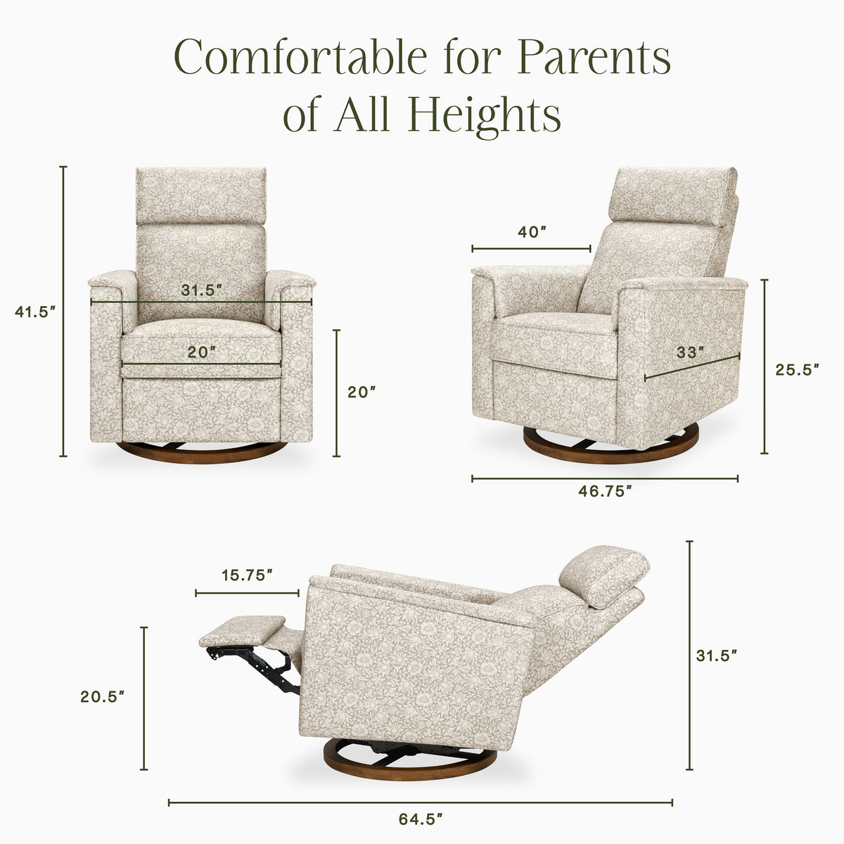Morris & Co. x Namesake Willa Plus Power Glider Recliner with Power Headrest Mallow in Ash