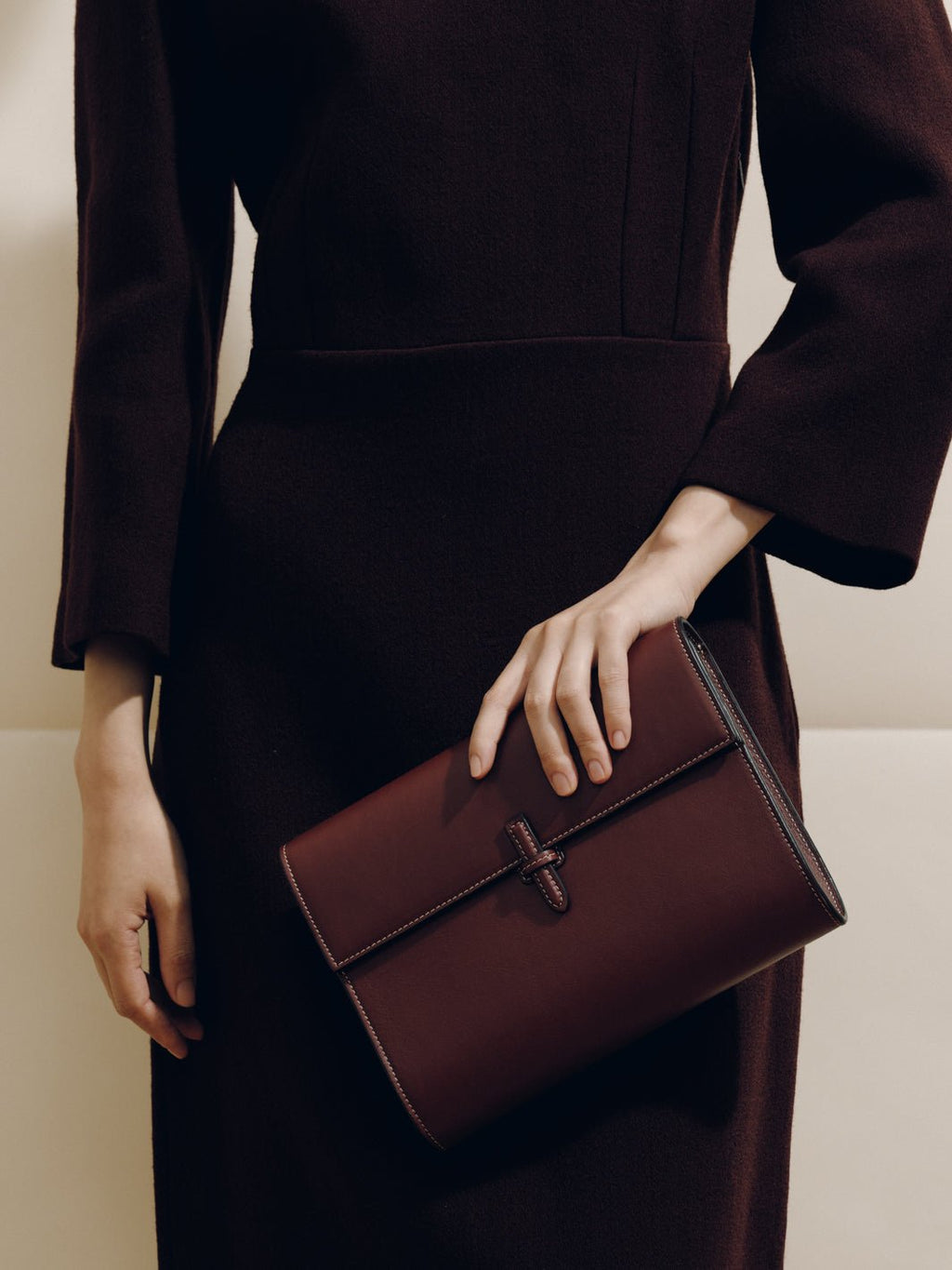 The Large Soft Clutch in Nappa Burgundy