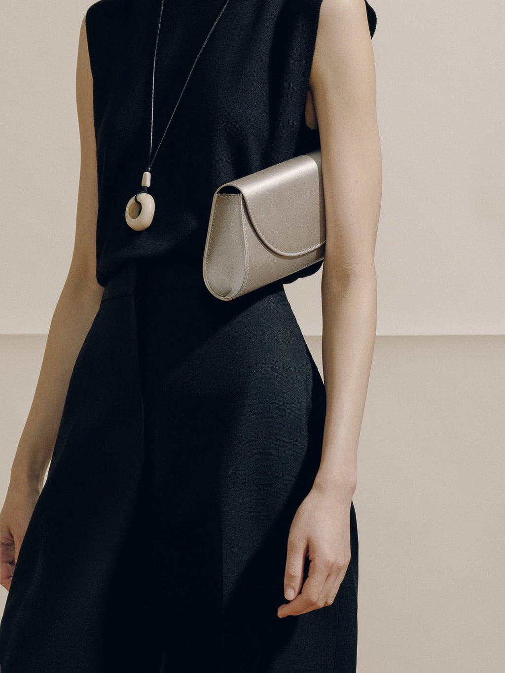 The Opera Clutch in Satin Silver