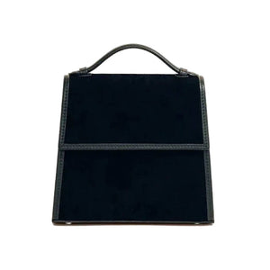 The Small Top Handle in Black Suede