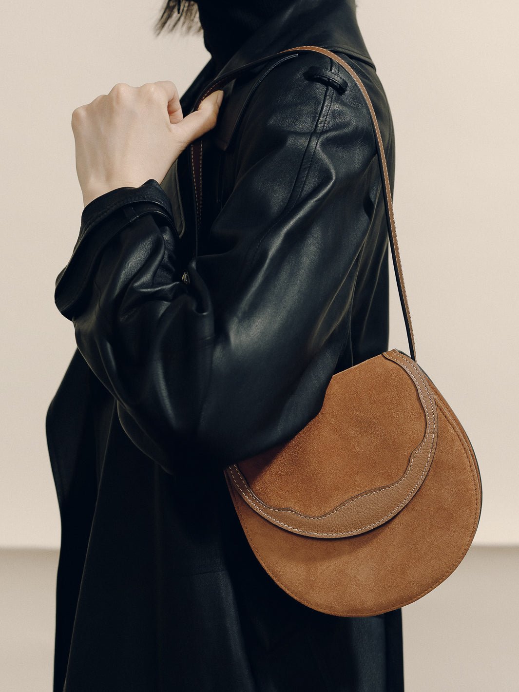 The Small Western Trim Saddle in Cognac Suede by Hunting Season