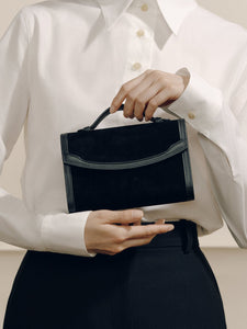 The Top Handle Clutch in Black with Western Trim