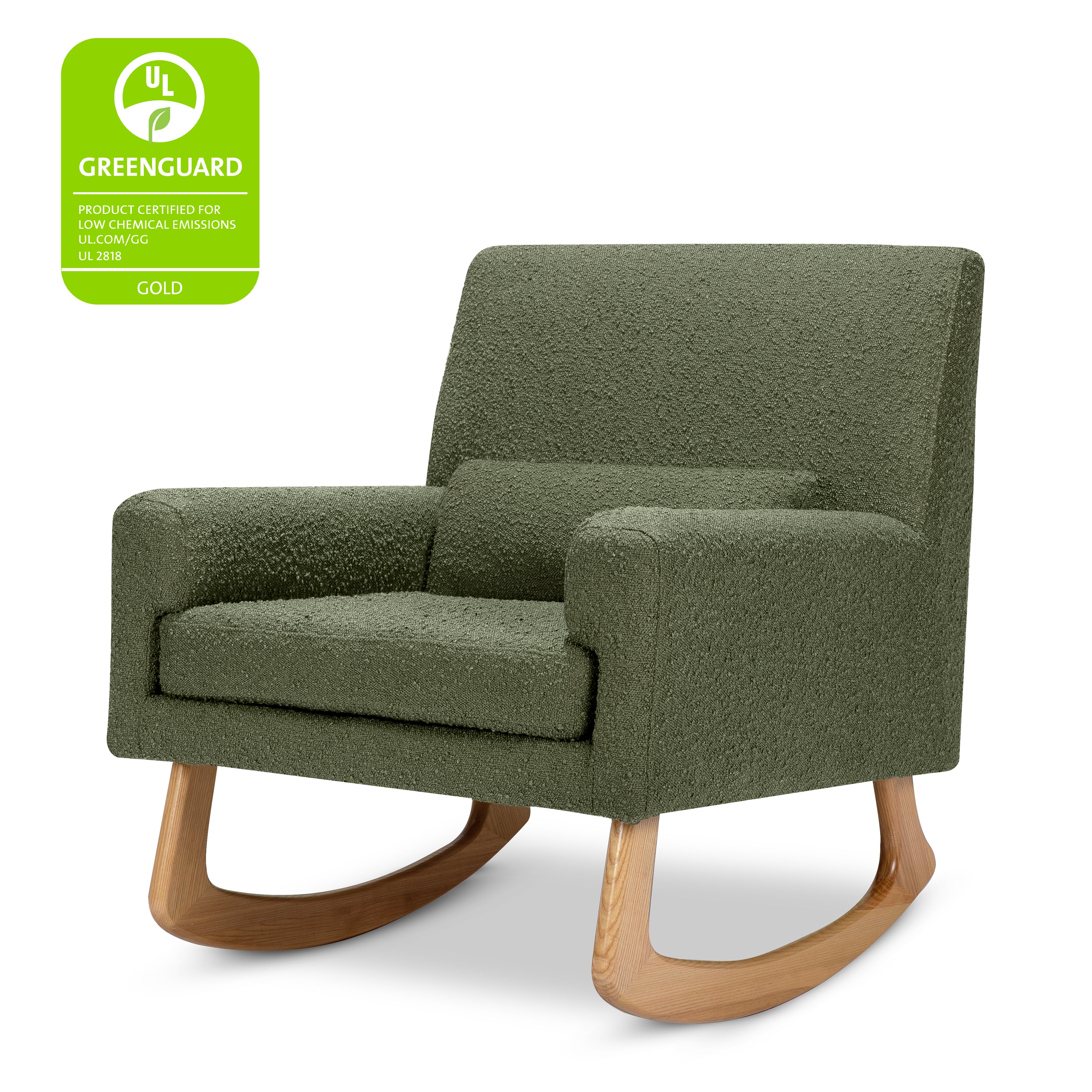 Sleepytime Rocker in Olive Boucle with Light Legs